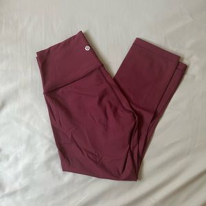 lululemon cropped wunder under leggings maroon